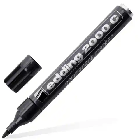 Маркер перманентный нестираемый EDDING 2000, ЧЕРНЫЙ, круглый наконечник, 1,5-3 мм, алюминиевый корпус, E-2000C/1, Е-2000/C001
