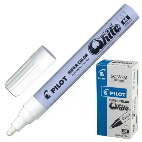 Маркер-краска лаковый paint marker PILOT, 2 мм, БЕЛЫЙ, круглый наконечник, алюминиевый корпус, SC-W-M