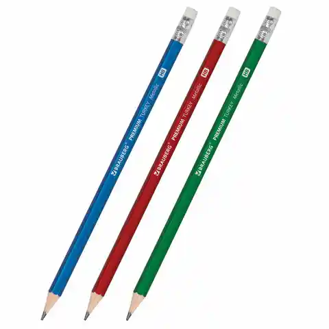 Карандаш чернографитный BRAUBERG PREMIUM TURKEY, 1 шт., Metallic, НВ, ассорти, дисплей, 181558