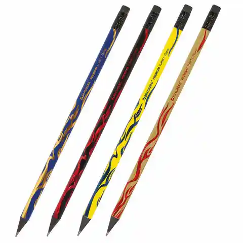 Карандаш чернографитный BRAUBERG PREMIUM TURKEY, 1 шт., Flame, НВ, ассорти, дисплей,181565