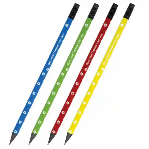 Карандаш чернографитный BRAUBERG PREMIUM TURKEY, 1 шт., Daisy, НВ, ассорти, дисплей, 181567