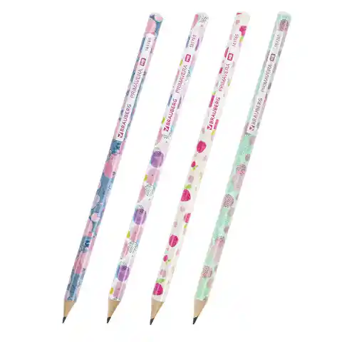 Карандаш чернографитный BRAUBERG PRIMAVERA, 1 шт., HB, корпус ассорти, 181765