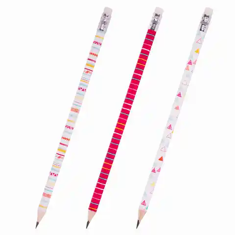 Карандаш чернографитный ЮНЛАНДИЯ ГЕОМЕТРИЯ, 1 шт., HB, с ластиком, корпус ассорти, 181775