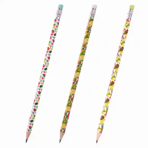 Карандаш чернографитный ЮНЛАНДИЯ ФРУКТЫ, 1 шт., HB, с ластиком, корпус ассорти, 181777