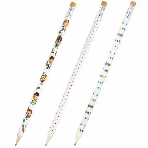 Карандаш чернографитный ПИФАГОР ЭНИКИ-БЕНИКИ, 1 шт., HB, с ластиком, корпус ассорти, 181787