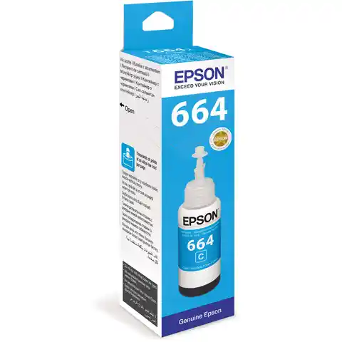 Чернила EPSON 664 (T6642) для СНПЧ Epson L100/L110/L200/L210/L300/L456/L550, голубые, ОРИГИНАЛЬНЫЕ, C13T66424A