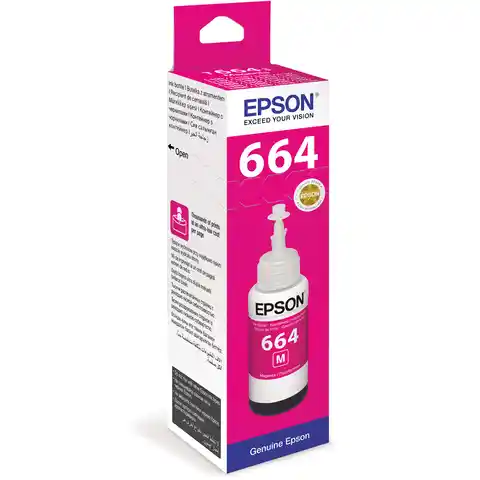 Чернила EPSON 664 (T6643) для СНПЧ Epson L100/L110/L200/L210/L300/L456/L550, пурпурные, ОРИГИНАЛЬНЫЕ, C13T66434A/398