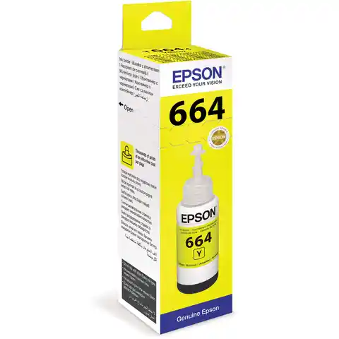 Чернила EPSON 664 (T6644) для СНПЧ Epson L100/L110/L200/L210/L300/L456/L550, желтые, ОРИГИНАЛЬНЫЕ, C13T66444A/498