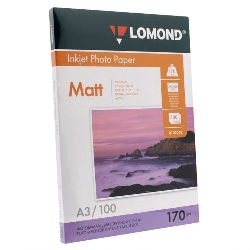 Фотобумага Lomond матовая двусторонняя (0102012), A3, 170 г/м2, 100 л.