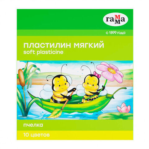 Пластилин восковой ГАММА Пчелка, 10 цветов, 150 г, со стеком, картонная упаковка, европодвес, 280031Н