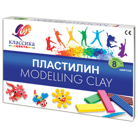 Пластилин классический ЛУЧ Классика, 8 цветов, 160 г, со стеком, картонная упаковка, 12С 867-08