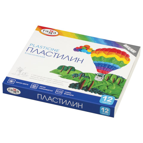 Пластилин классический ГАММА Классический, 12 цветов, 240 г, со стеком, картонная упаковка, 281033 Пластилин классический ГАММА Классический, 12 цветов, 240 г, со стеком, картонная упаковка, 281033