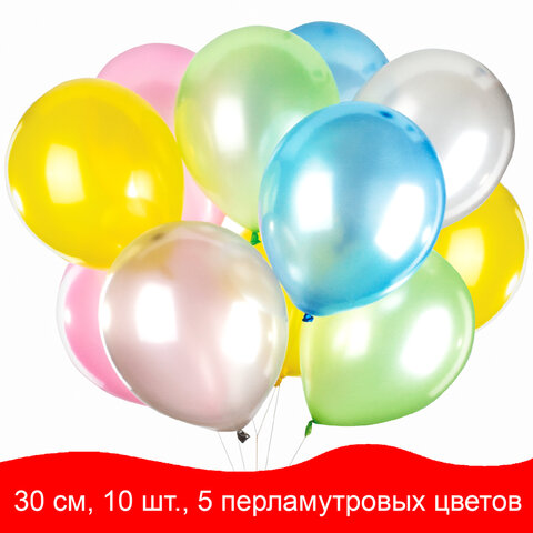 Шары воздушные ЗОЛОТАЯ СКАЗКА, 12 (30 см), КОМПЛЕКТ 10 штук, перламутровые, ассорти 5 цветов, пакет, 105014 Шары воздушные ЗОЛОТАЯ СКАЗКА, 12 (30 см), КОМПЛЕКТ 10 штук, перламутровые, ассорти 5 цветов, пакет, 105014