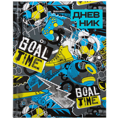 Дневник 5-11 класс 48 л., твердый, BRAUBERG, глянцевая ламинация, с подсказом, Goal Time, 106397