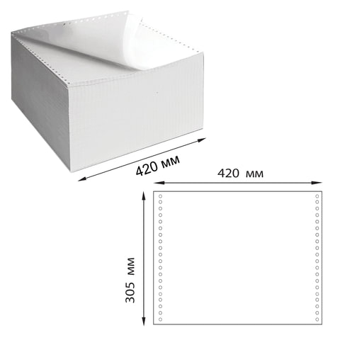 Бумага самокопирующая с перфорацией белая, 420х305 мм (12), 2-х слойная, 900 комплектов, белизна 90%, DRESCHER, 110758
