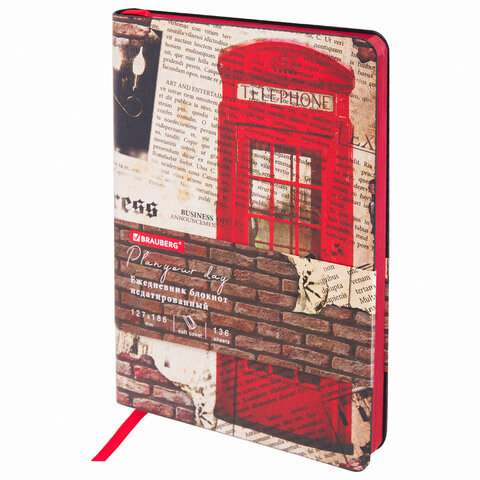 Ежедневник недатированный B6 127х186 мм, BRAUBERG VISTA, под кожу, гибкий, 136 л., Good old England, 112107
