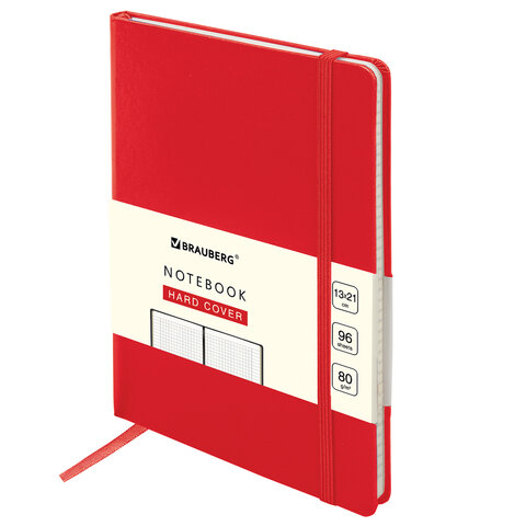 Блокнот А5 130х210 мм, BRAUBERG ULTRA, балакрон, 80 г/м2, 96 л., клетка, красный, 113034