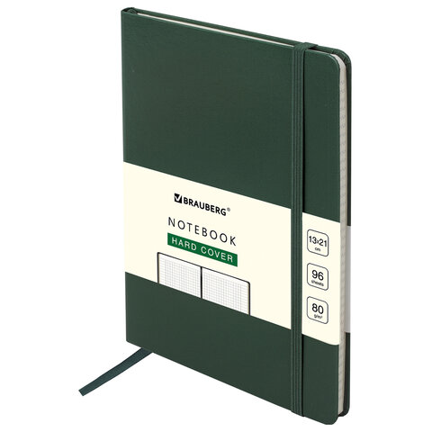 Блокнот А5 130х210 мм, BRAUBERG ULTRA, балакрон, 80 г/м2, 96 л., клетка, темно-зеленый, 113035
