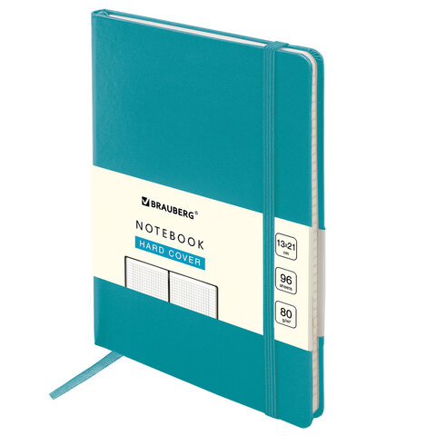 Блокнот А5 130х210 мм, BRAUBERG ULTRA, балакрон, 80 г/м2, 96 л., клетка, бирюзовый, 113039