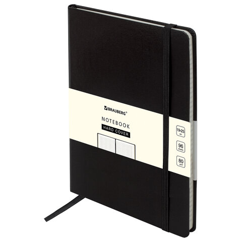 Блокнот БОЛЬШОЙ ФОРМАТ 180х250 мм В5, BRAUBERG ULTRA, балакрон, 80 г/м2, 96 л., клетка, черный, 113060