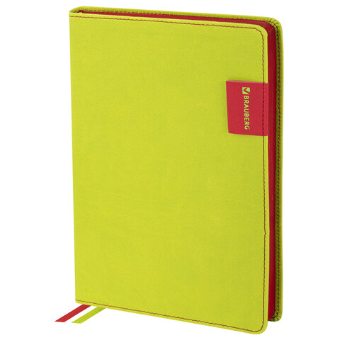 Ежедневник недатированный А5 138х213 мм, BRAUBERG AIM, под кожу 136 л., светло-зеленый, 113417