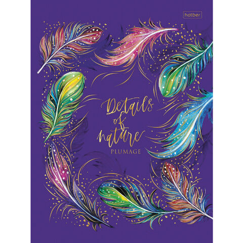 Блокнот А5 167х216 мм, 80 л., твердый, клетка, блок 5 цветов, 3D-фольга, HATBER, Природа, 80ББ5лофВ1