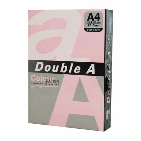 Бумага цветная DOUBLE A, А4, 80 г/м2, 500 л., пастель, розовая