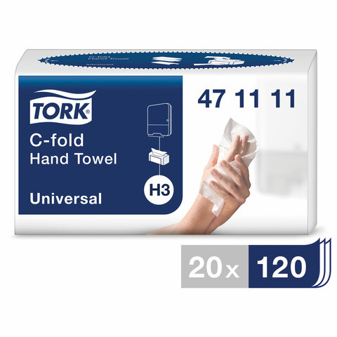 Полотенца бумажные (1 пачка 120 листов) TORK (H3) Universal, 2-слойные, цвет натуральный, 24х27,5, С-сложение, 471111 Полотенца бумажные (1 пачка 120 листов) TORK (H3) Universal, 2-слойные, цвет натуральный, 24х27,5, С-сложение, 471111
