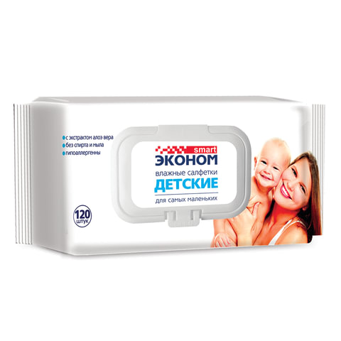 Салфетки влажные КОМПЛЕКТ 120 шт., для детей, SMART ЭКОНОМ, с экстрактом алоэ вера, 30108 Салфетки влажные КОМПЛЕКТ 120 шт., для детей, SMART ЭКОНОМ, с экстрактом алоэ вера, 30108
