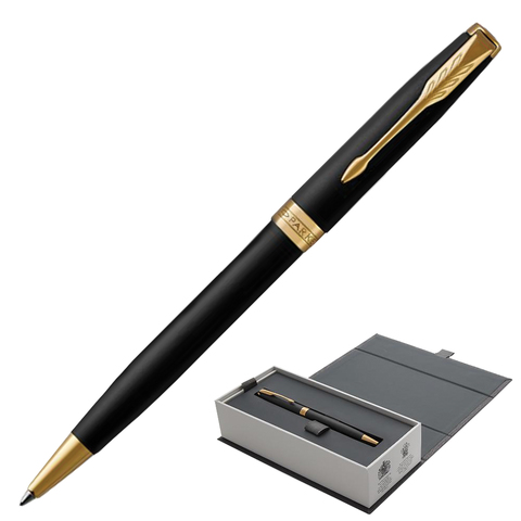 Ручка шариковая PARKER Sonnet Core Matt Black GT, черный матовый лак, позолота, черная, 1931519