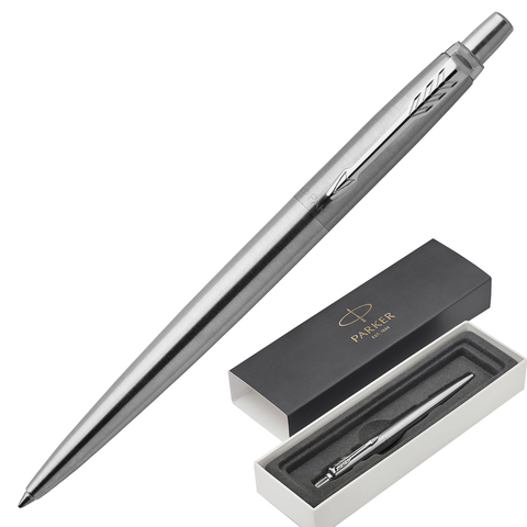 Ручка шариковая PARKER Jotter Core Stainless Steel CT, корпус серебристый, детали хром, синяя, 1953170