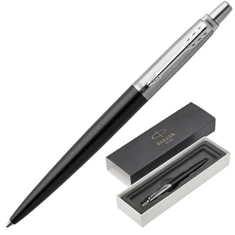 Ручка шариковая PARKER Jotter Core Bond Street Black CT, корпус черный, детали хром, синяя, 1953184