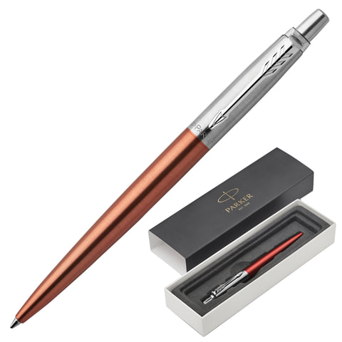 Ручка шариковая PARKER Jotter Core Chelsea Orange CT, корпус оранжевый, детали хром, синяя, 1953189