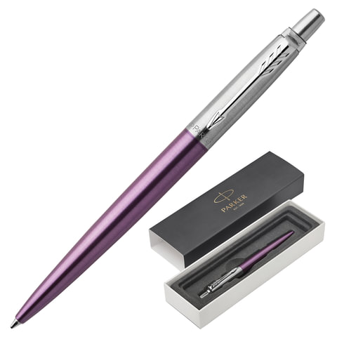 Ручка шариковая PARKER Jotter Core Victoria Violet CT, корпус фиолетовый, детали хром, синяя, 1953190