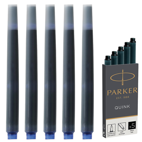 Картриджи чернильные PARKER Cartridge Quink, КОМПЛЕКТ 5 штук, черные, 1950382