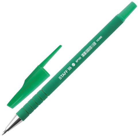 Ручка шариковая STAFF EVERYDAY BP-193, ЗЕЛЕНАЯ, корпус прорезиненный зеленый, узел 0,7 мм, линия письма 0,35 мм, 142400 Ручка шариковая STAFF EVERYDAY BP-193, ЗЕЛЕНАЯ, корпус прорезиненный зеленый, узел 0,7 мм, линия письма 0,35 мм, 142400