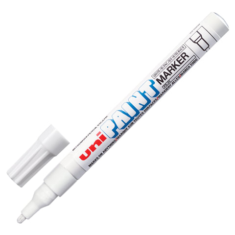 Маркер-краска лаковый paint marker UNI Япония Paint, 0,8-1,2 мм, БЕЛЫЙ, нитро-основа, алюминиевый корпус, PX-21L WHITE