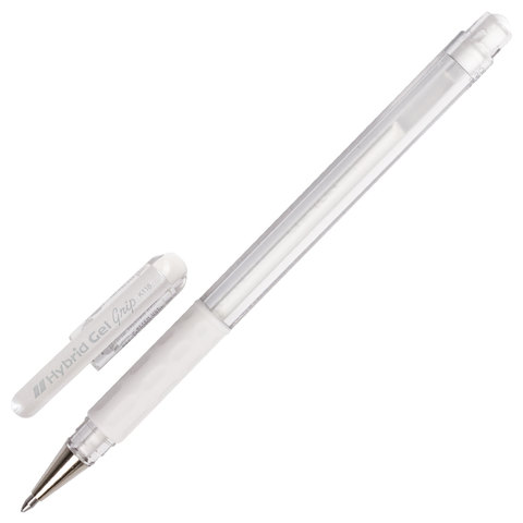 Ручка гелевая с грипом PENTEL (Япония) Hybrid Gel Grip, БЕЛАЯ, узел 0,8 мм, линия письма 0,4 мм, K118-LW Ручка гелевая с грипом PENTEL (Япония) Hybrid Gel Grip, БЕЛАЯ, узел 0,8 мм, линия письма 0,4 мм, K118-LW