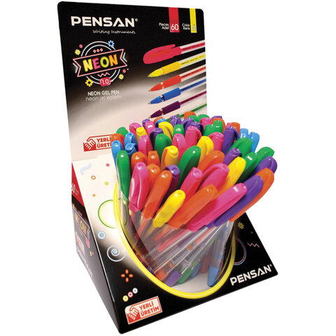 Ручка гелевая PENSAN Neon Gel, НЕОН АССОРТИ, узел 1 мм, линия письма 0,5 мм, дисплей, 2290/S Ручка гелевая PENSAN Neon Gel, НЕОН АССОРТИ, узел 1 мм, линия письма 0,5 мм, дисплей, 2290/S