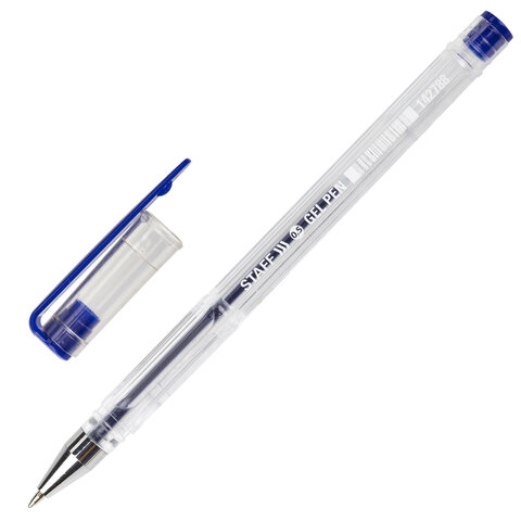 Ручка гелевая STAFF Basic GP-789, СИНЯЯ, корпус прозрачный, хромированные детали, узел 0,5 мм, 142788 Ручка гелевая STAFF Basic GP-789, СИНЯЯ, корпус прозрачный, хромированные детали, узел 0,5 мм, 142788
