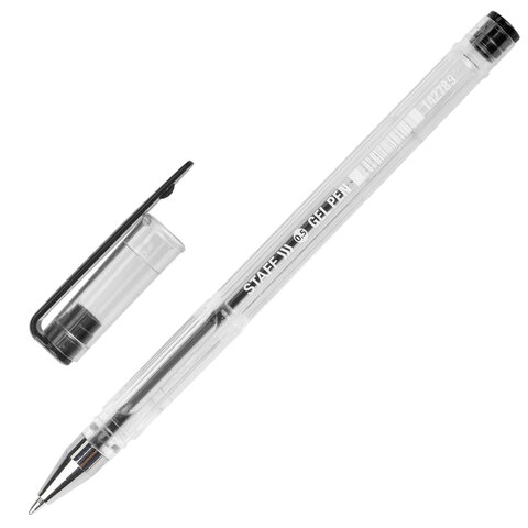 Ручка гелевая STAFF Basic GP-789, ЧЕРНАЯ, корпус прозрачный, хромированные детали, узел 0,5 мм, 142789 Ручка гелевая STAFF Basic GP-789, ЧЕРНАЯ, корпус прозрачный, хромированные детали, узел 0,5 мм, 142789