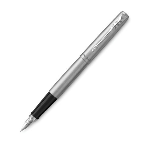 Ручка перьевая PARKER Jotter Stainless Steel CT, корпус серебристый, детали хром, синяя, 2030946