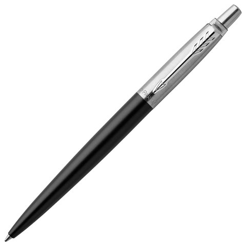 Ручка шариковая PARKER Jotter Plastic CT, корпус черный, детали нержавеющая сталь, блистер, синяя, 2096873