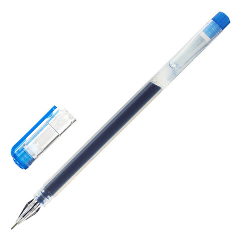 Ручка гелевая STAFF Basic GP-675, СИНЯЯ, длина письма 1000 м, игольчатый узел 0,5 мм, линия письма 0,35 мм, 143674