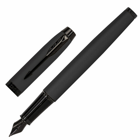 Ручка перьевая PARKER IM Achromatic Black BT, черный матовый, нержавеющая сталь, синяя, 2127741