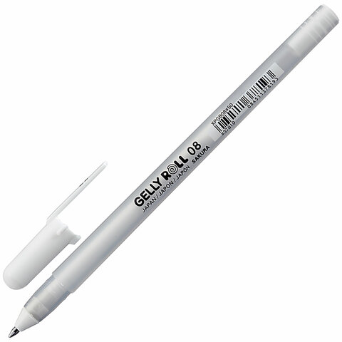 Ручка гелевая БЕЛАЯ, SAKURA Япония Gelly Roll, узел 0,8 мм, линия письма 0,4 мм, XPGB#50