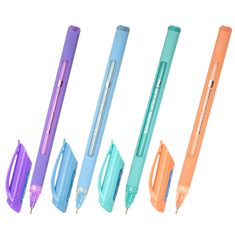 Ручка шариковая масляная BRAUBERG Extra Glide Soft Pastel, СИНЯЯ, узел 0,7 мм, линия письма 0,35 мм, 144073