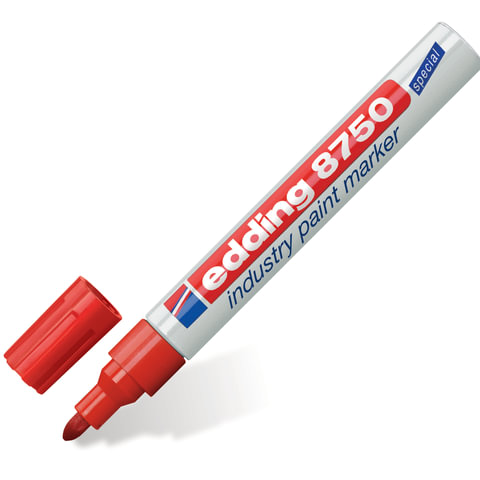 Маркер-краска лаковый paint marker EDDING 8750, КРАСНЫЙ, 2-4 мм, круглый наконечник, алюминиевый корпус, E-8750/2