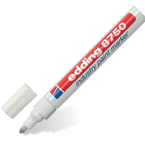 Маркер-краска лаковый paint marker EDDING 8750, БЕЛЫЙ, 2-4 мм, круглый наконечник, алюминиевый корпус, E-8750/49