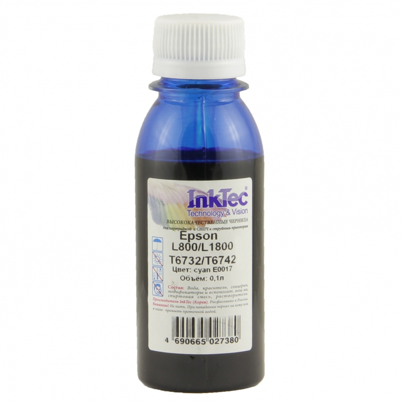 Чернила InkTec E0017 для Epson L800/L1800 T6732/ T6742, C, 0,1 л.